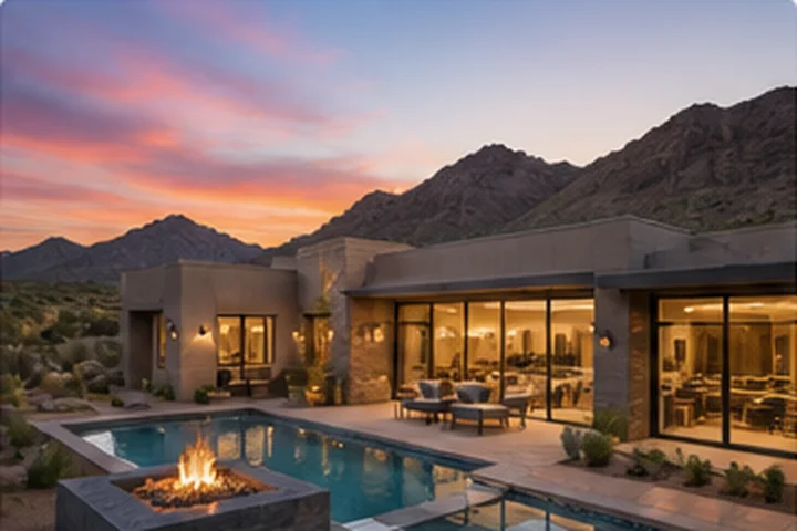 Illustrative DC Ranch contemporary desert estate with mountain views